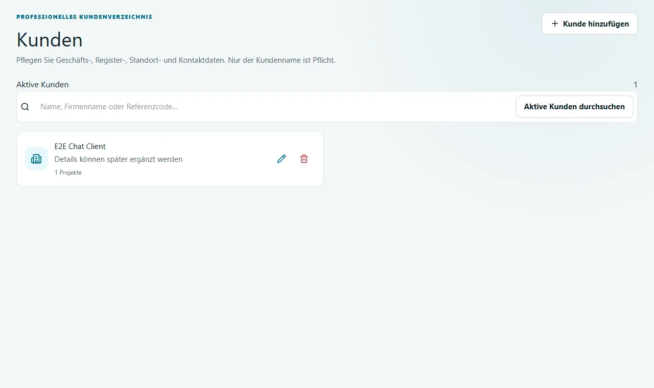 Workspace, Client, Site und Project verstehen