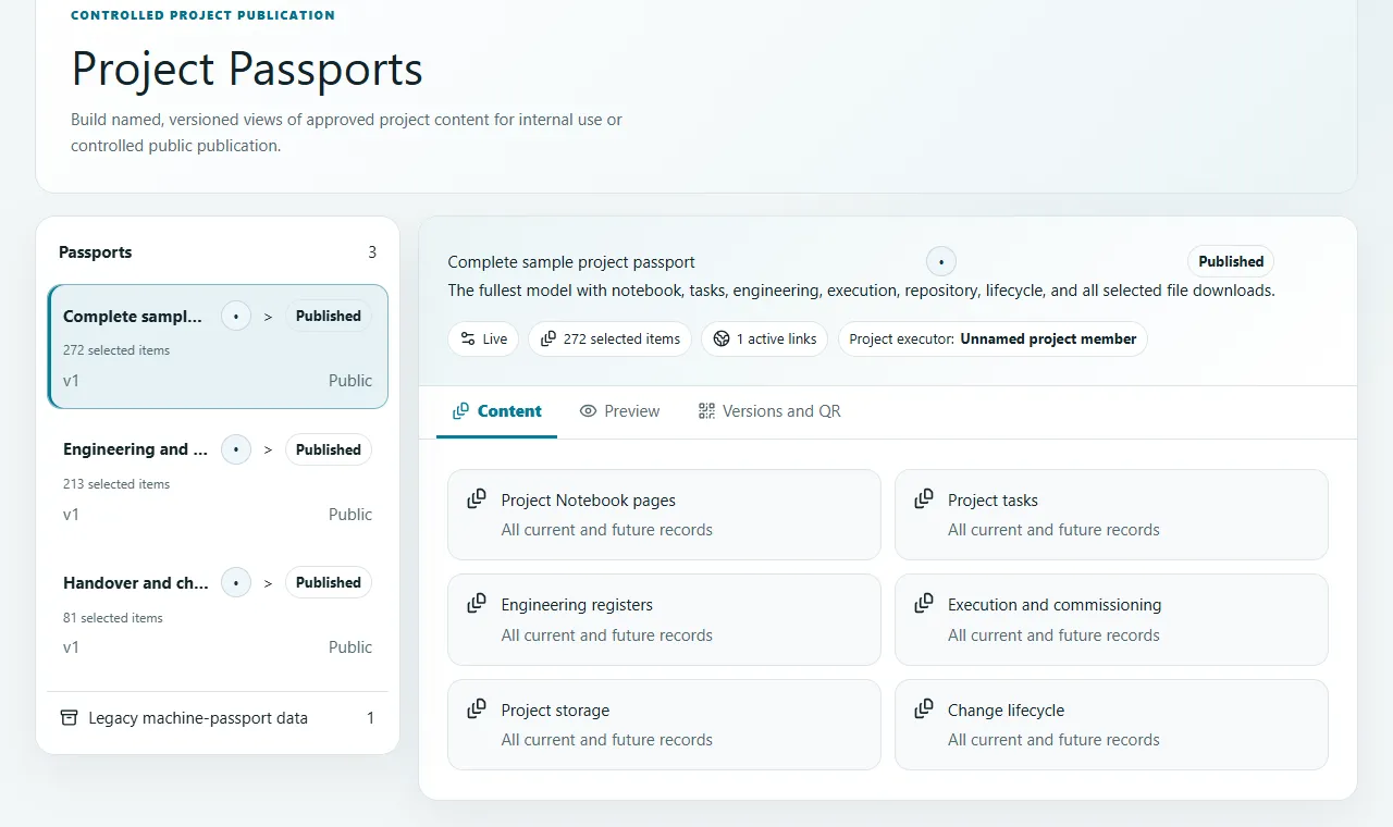 Content selection: Select notebook, tasks, engineering, execution, storage and lifecycle records.