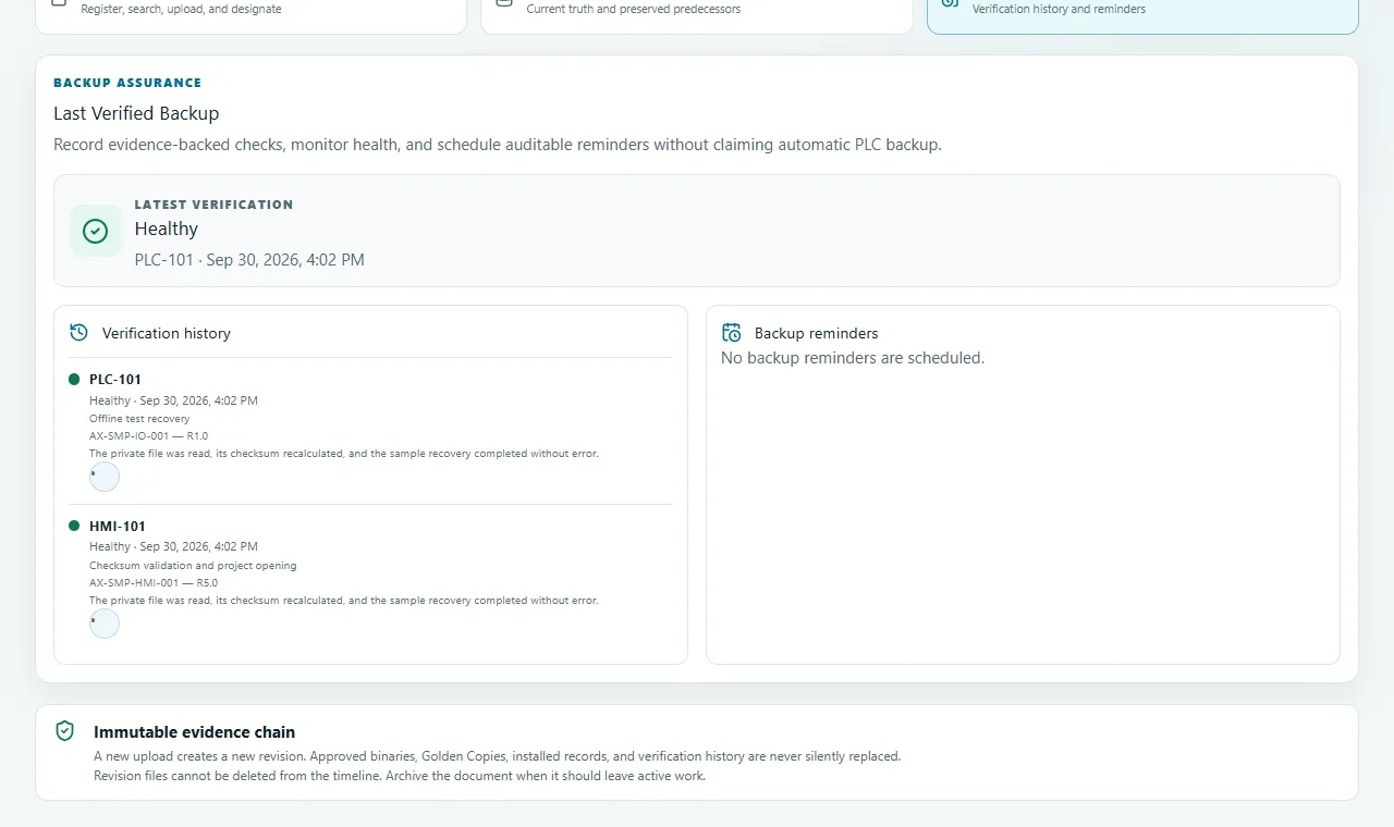 Backup status: Track verification history, due dates and recoverability for protected backups.