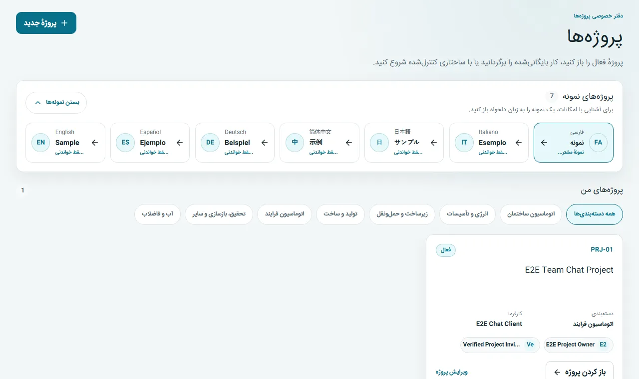 ساخت نخستین پروژه و خواندن نمای کلی